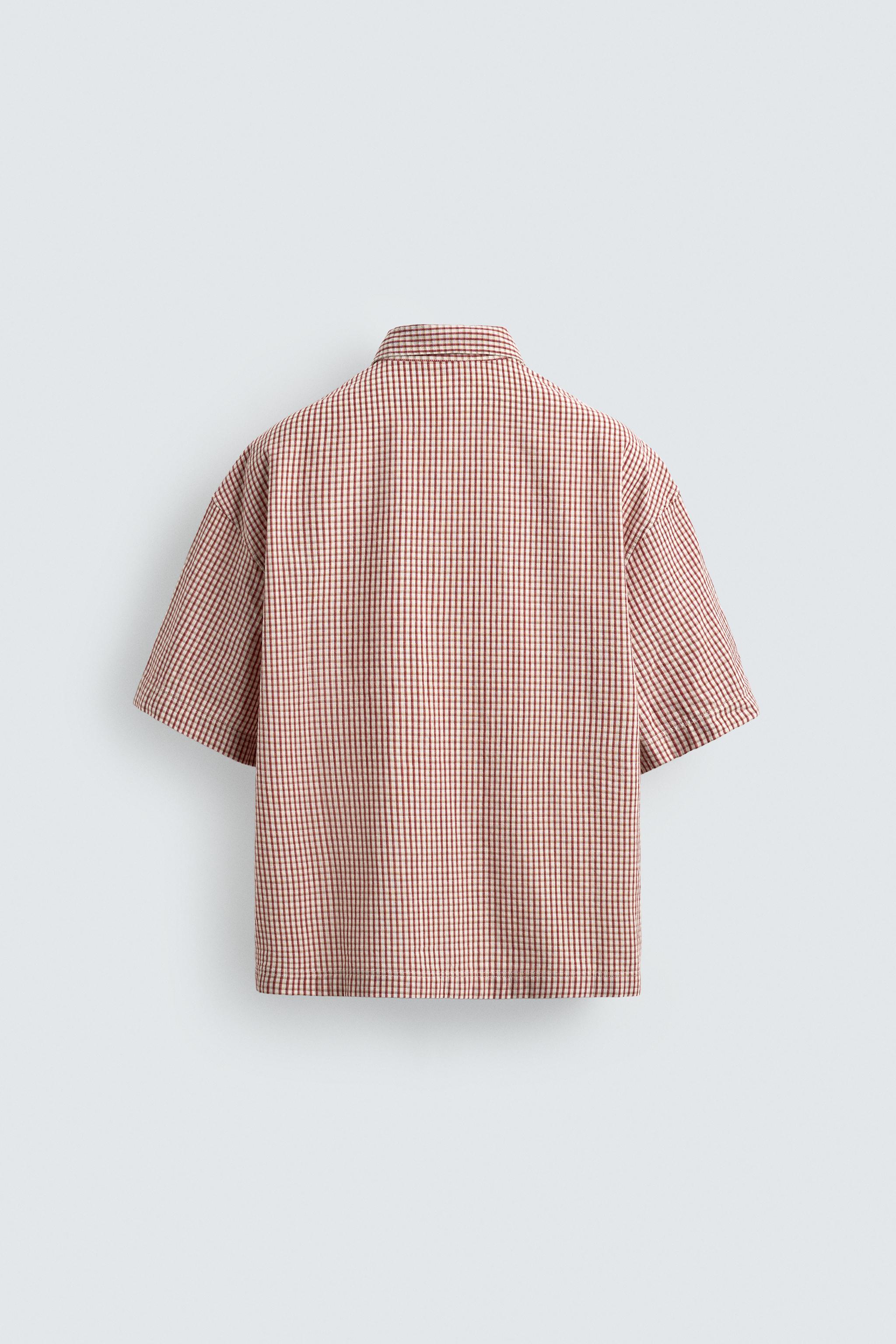 EMBROIDERED PLAID BOXY FIT SHIRT